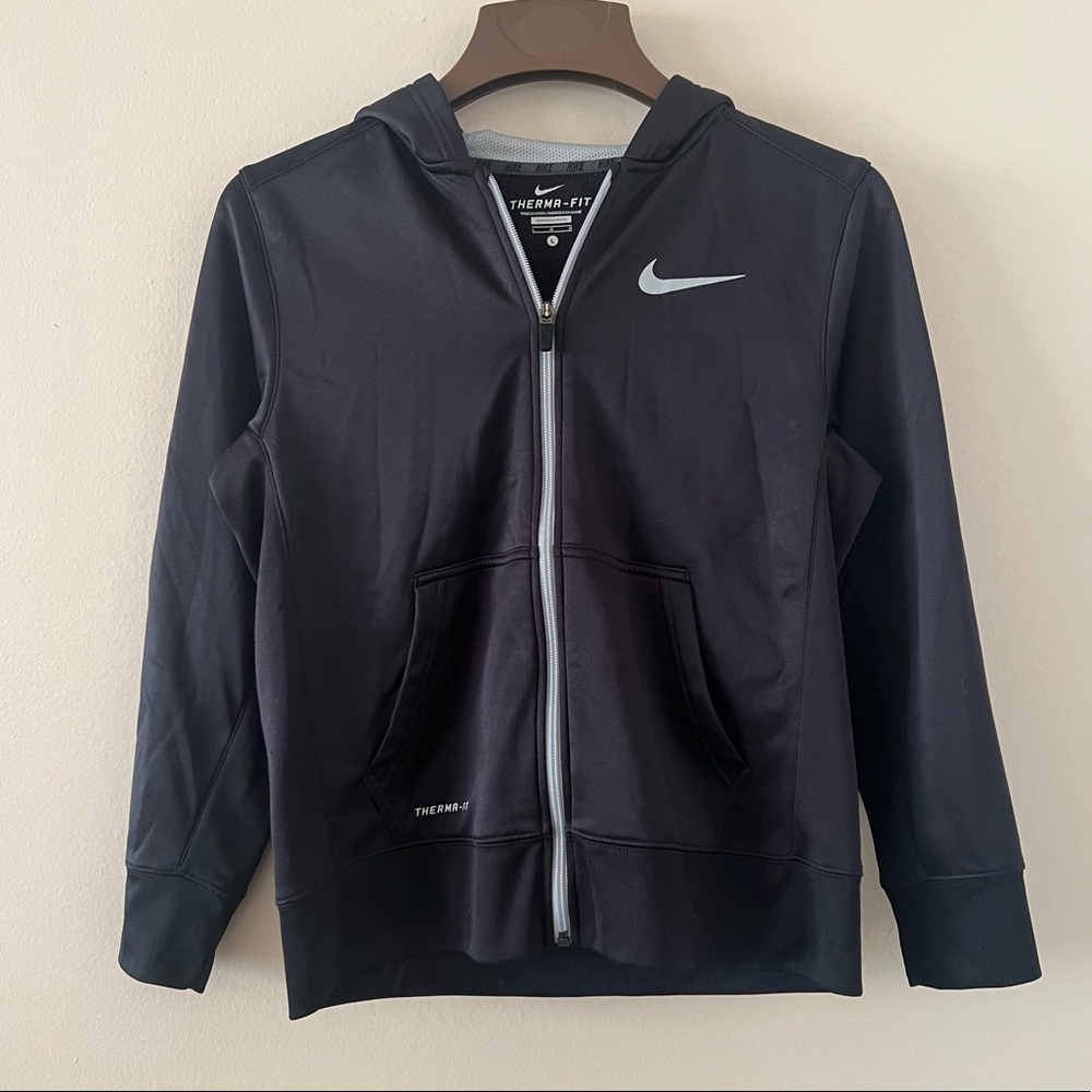NIKE || Size: Large (Boys) || Therma-Fit || Black and Gray Zip-Up Hoodie